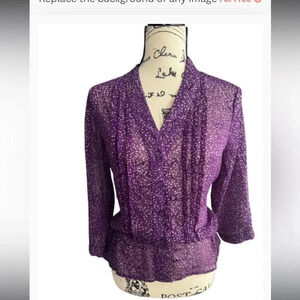 GAP BLOUSE TOP PURPLE DOT PRINT BUTTON UP PEPLUM STRETCH WAIST SIZE MEDIUM